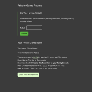 Enter Your Activated Game Room